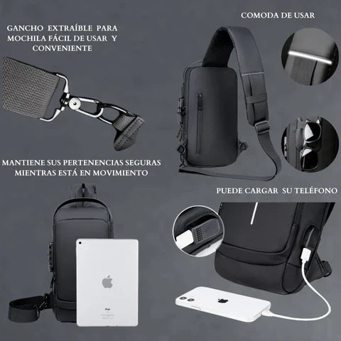 BOLSO CRUZADO ANTIRROBO +USB 3.0 2024