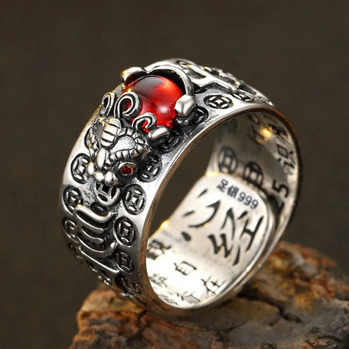 Feng Shui - Anillo Pixiu de Plata - Protección y Riqueza